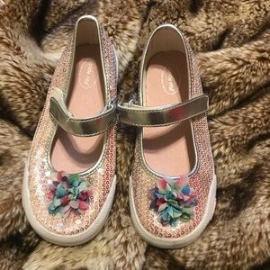 Stride rite pink with silver sequence Velcro strap